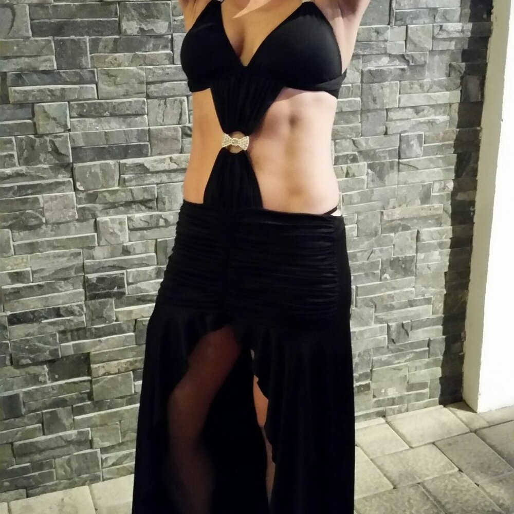 Espiral Backless High Low Stretchy Dress Size S